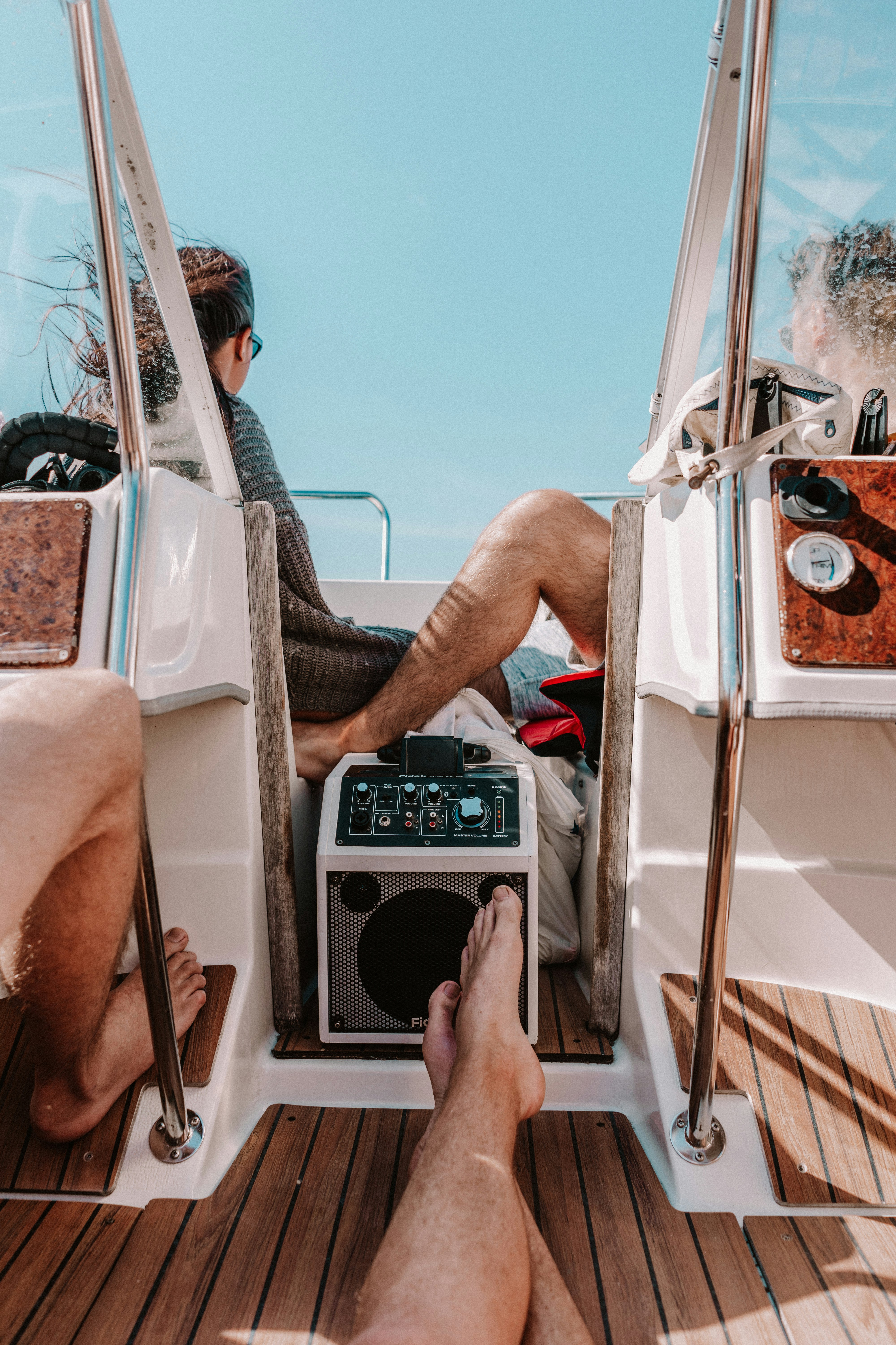 people riding boat